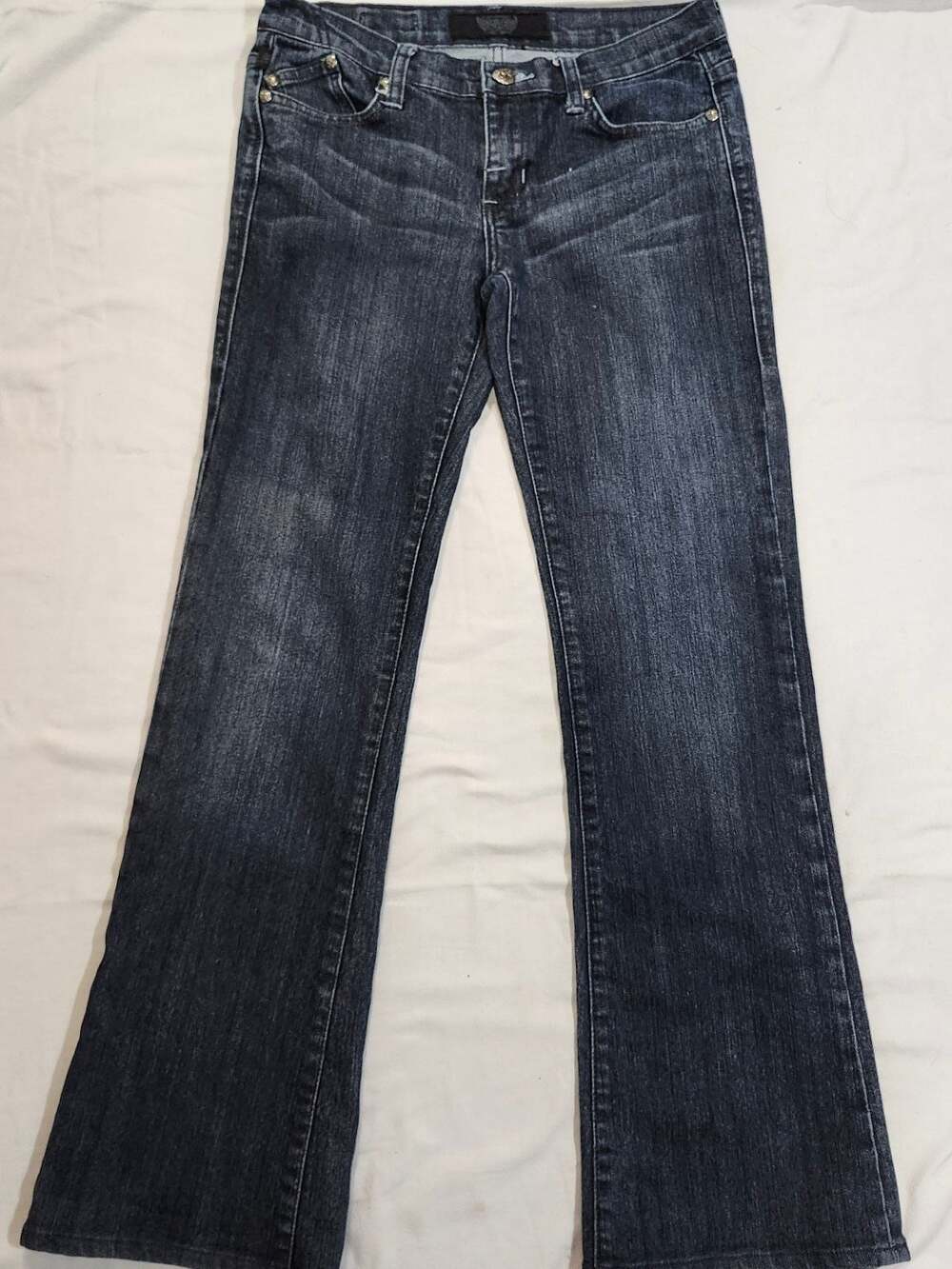 Rock & Republic Women's Dark Wash Bootcut Denim Jeans Size 27 Embellished Pocket